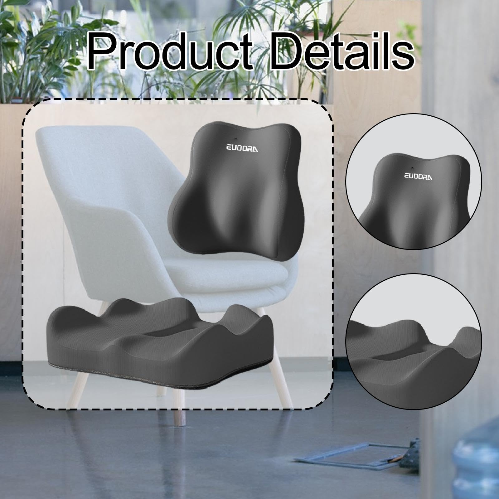 Cuscino di Supporto Lombare, Cuscino per Seduta Pratico, Traspirante, Portatile, in Memory Foam, Ergonomico per Letto E Divano, Nero
