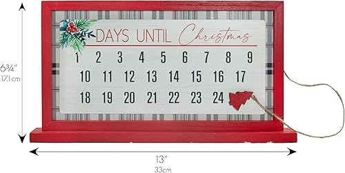 Miniatura 4 de Hanna's Handiworks Calendario de Adviento de cuenta regresiva de Navidad, decoración de mesa magnética de madera, mueve la pieza del árbol de