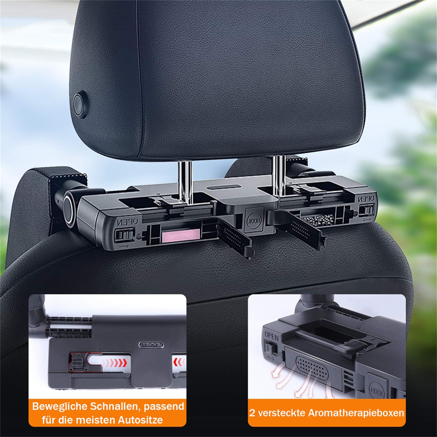 Kopfstütze Auto Kinder 360° Rotation Verstellbare Memory Foam Nackenstütze mit Handyhalterhaken