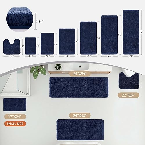 Miniatura 26 de Alfombra de inodoro blanca 22x24, antideslizante, esponjosa, alfombra de piso para baño en forma de U, lavable, alfombra de contorno para inodoro