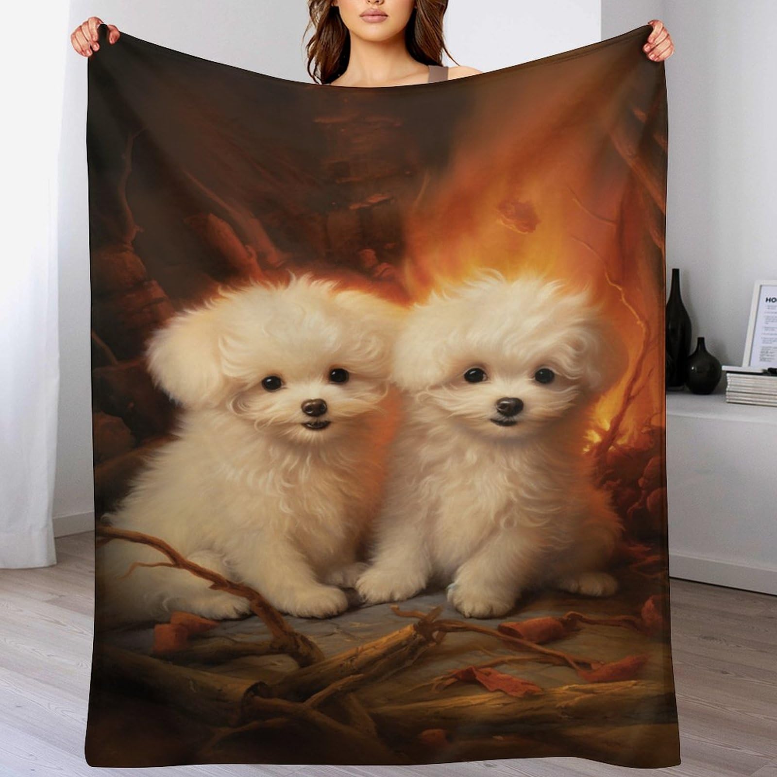Bichon frisé couverture polaire contre le froid plaid flanelle lit doux 180x200