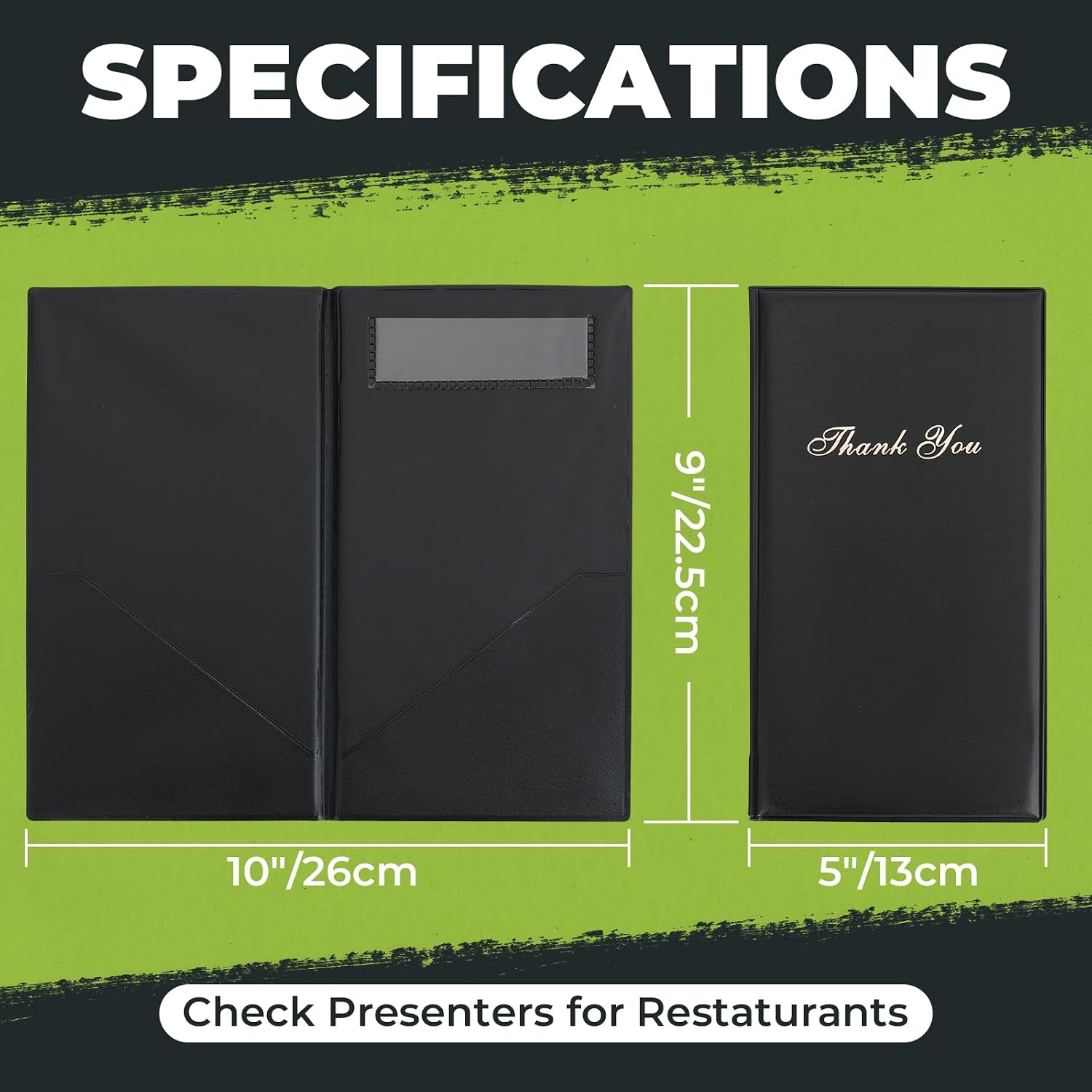 NATGAI Check Presenters for Restaurants, 20 Pack Server Books 5 x 9 Inch | with Golden Thank You Imprint, PVC Guest Check Book, Restaurant Check Book Holder for Server, Waiter, Waitress, Bar, Cafe