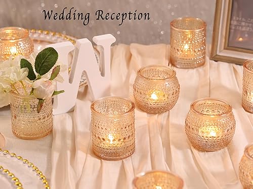 Miniatura 4 de 32 portavelas votivas doradas surtidas a granel, portavelas dorados a granel para decoraciones navideñas Diwali, portavelas de cristal para Acción