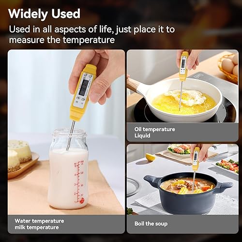 Miniatura 7 de Akozon Termómetro digital para alimentos Pluma de calibración automática Termómetro electrónico de bolsillo de alta precisión Amarillo para el hogar