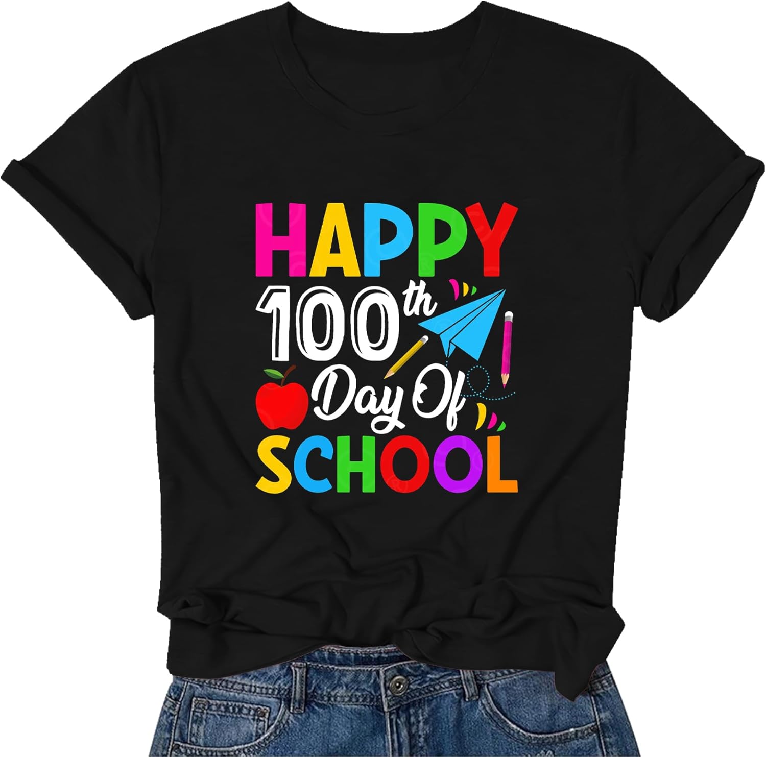 Happy 100 Days of School Shirt, Womens 100 Days in The Book, 100 Days of School Teacher Appreciation Short Sleeve Shirts