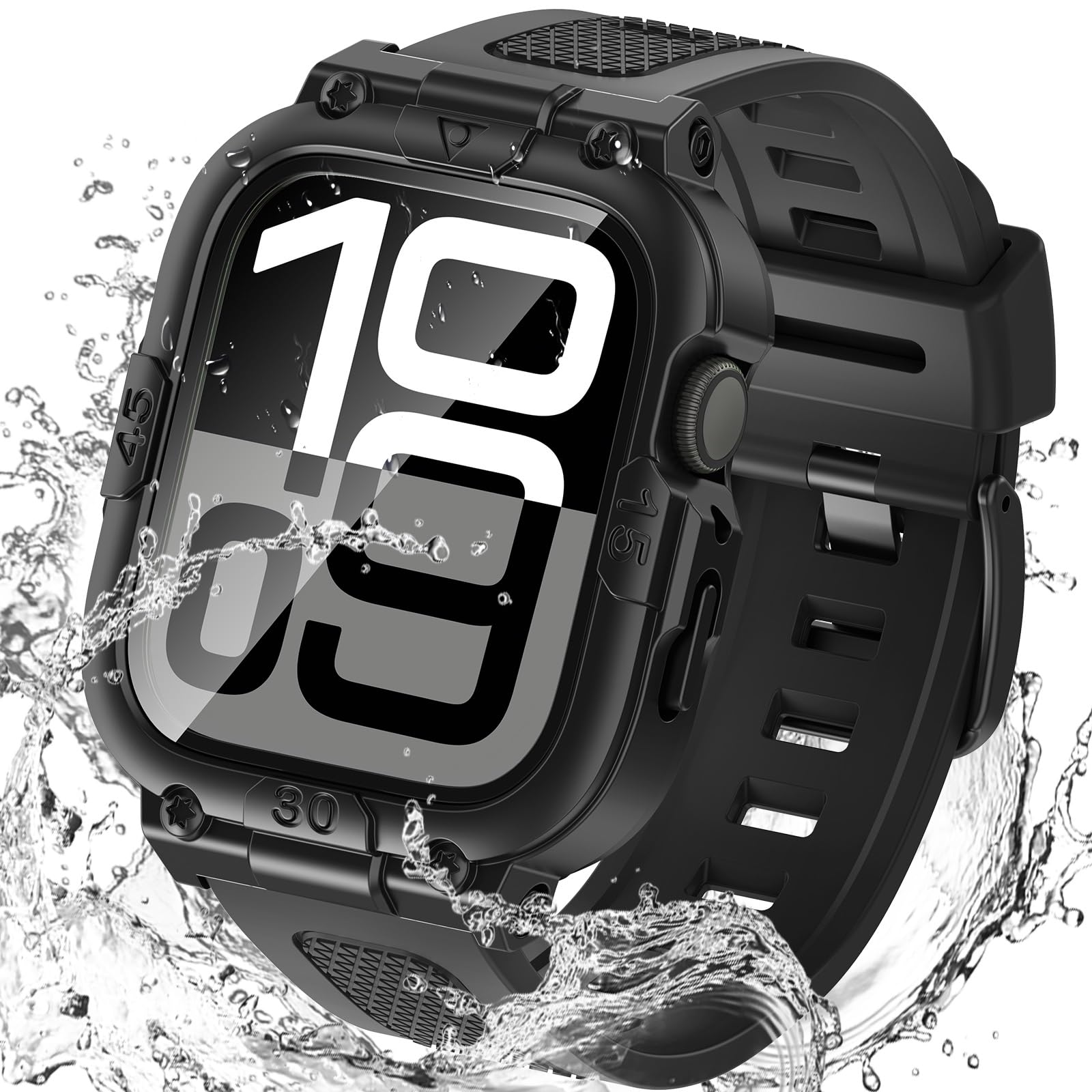 Photo 1 of Goton 3 in 1 Waterproof Case with Band for Apple Watch with Built-in Tempered Glass Screen Protector 46mm, 360° Shockproof Bumper Face Cover with Band for Apple Watch Series 11 Series 10, 46mm