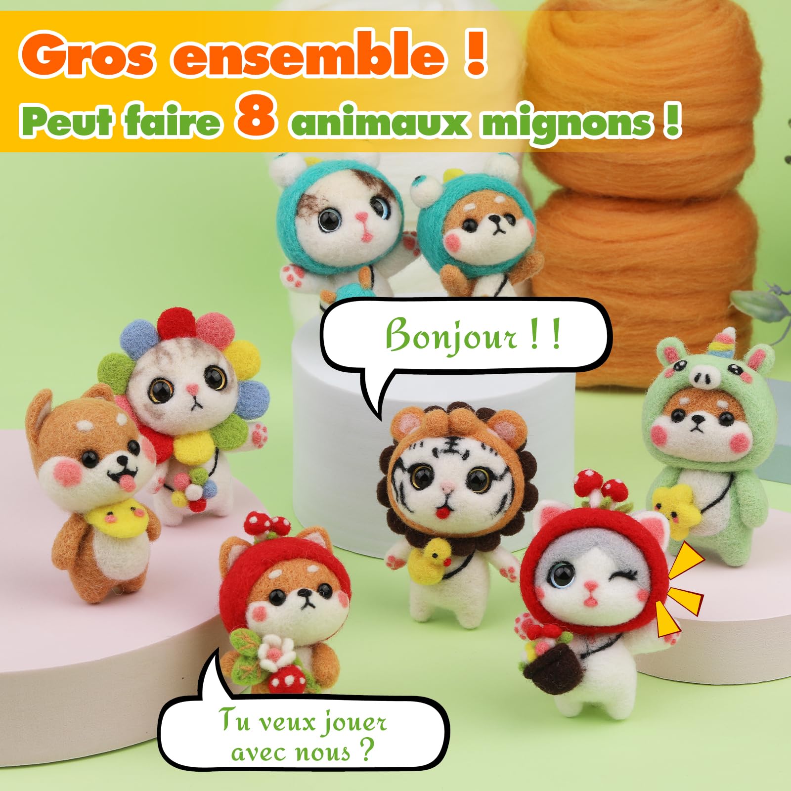 Kit De Feutre Aiguilleté pour Débutants, De Laine Comprend 8 Pièces Instructions pour Animaux Outils De Base De Feutre Mat, Et Fournitures