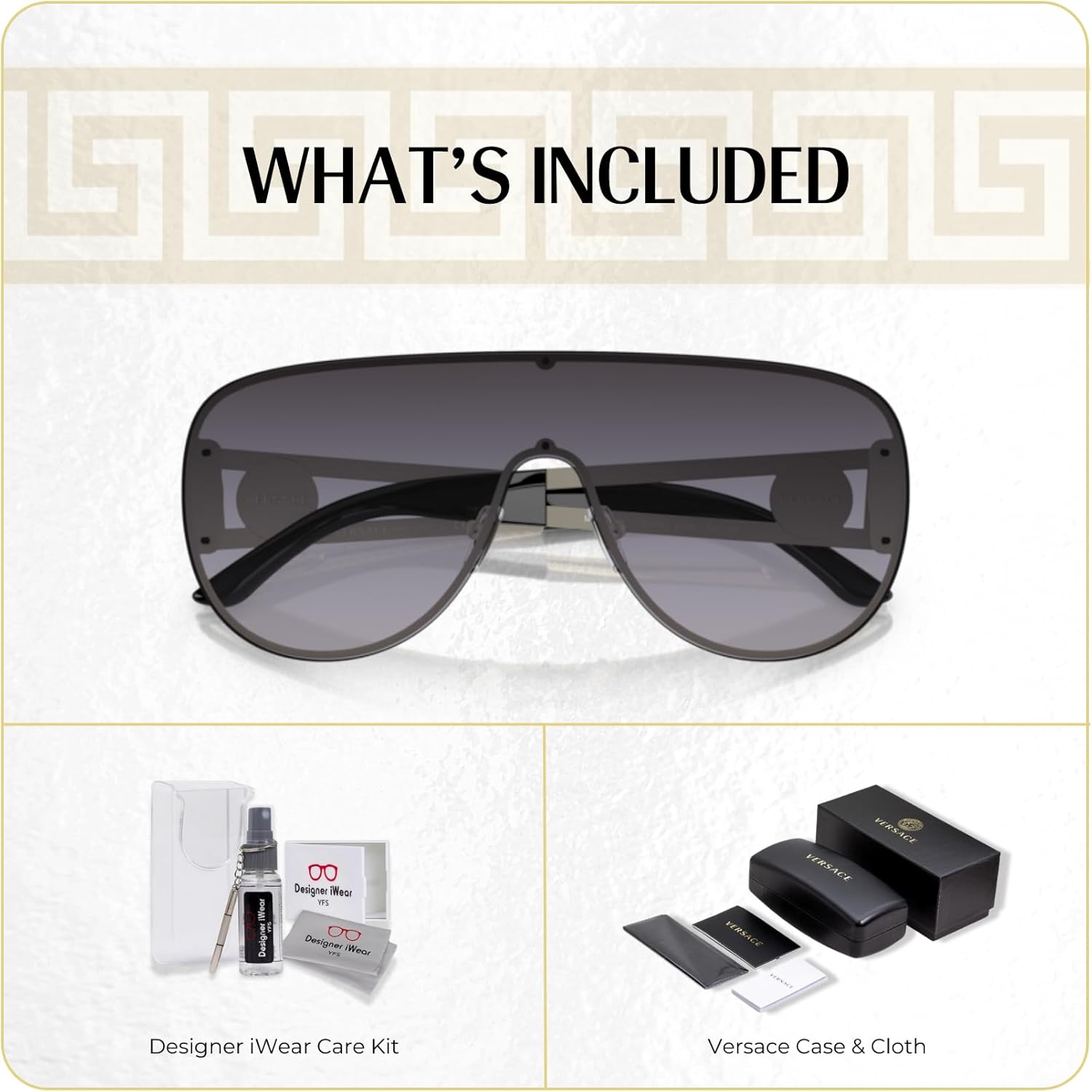 Versace VE2166 Aviator Sunglasses For Men For Women +BUNDLE with ACCESSORY EYEWEAR KIT - Image 2