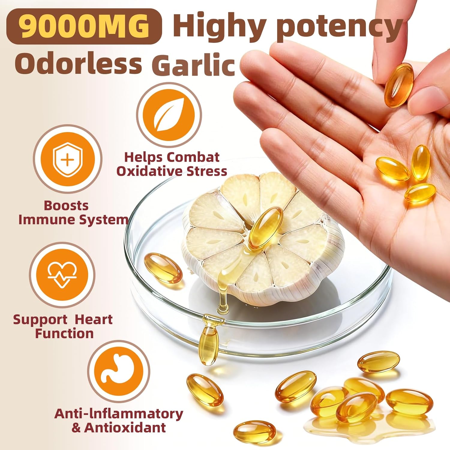Aged Garlic Extract 300 Softgels Odorless Organic Garlic Supplement for Immune Support Vegetarian, Non-GMO, All-Natural Softgels, 2-Year Matured for Antioxidant Wellness