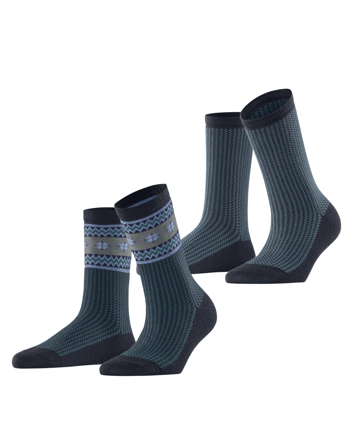 Esprit Women's Purple Plum 6130 Scandi Multipack W So Cotton Wool Patterned 2 Pairs Socks, 2.5-5