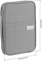 Vista 2 de PATIKIL Portatarjetas familiares para pasaporte de viaje, funda para documentos, múltiples bolsillos con correa para la muñeca para viajes de Gris