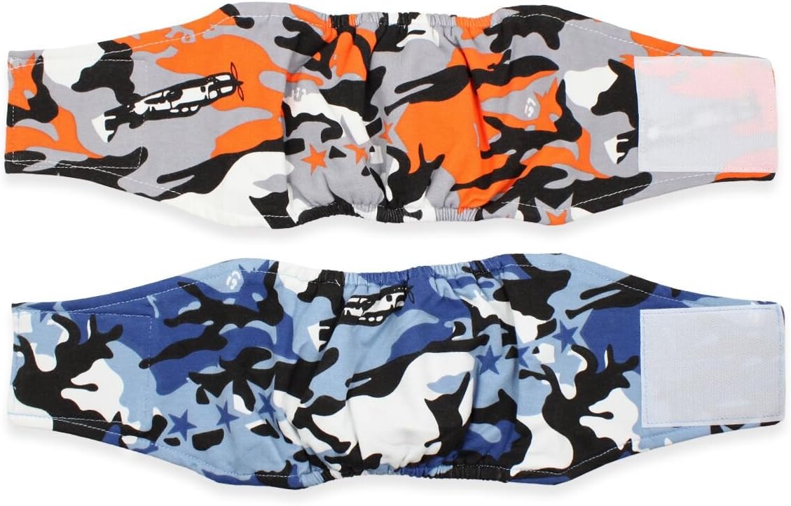 PETLESO Dog Belly Band (2 Pack) Washable Male Dog Diapers for Pet Puppy Doggie Diapers-M