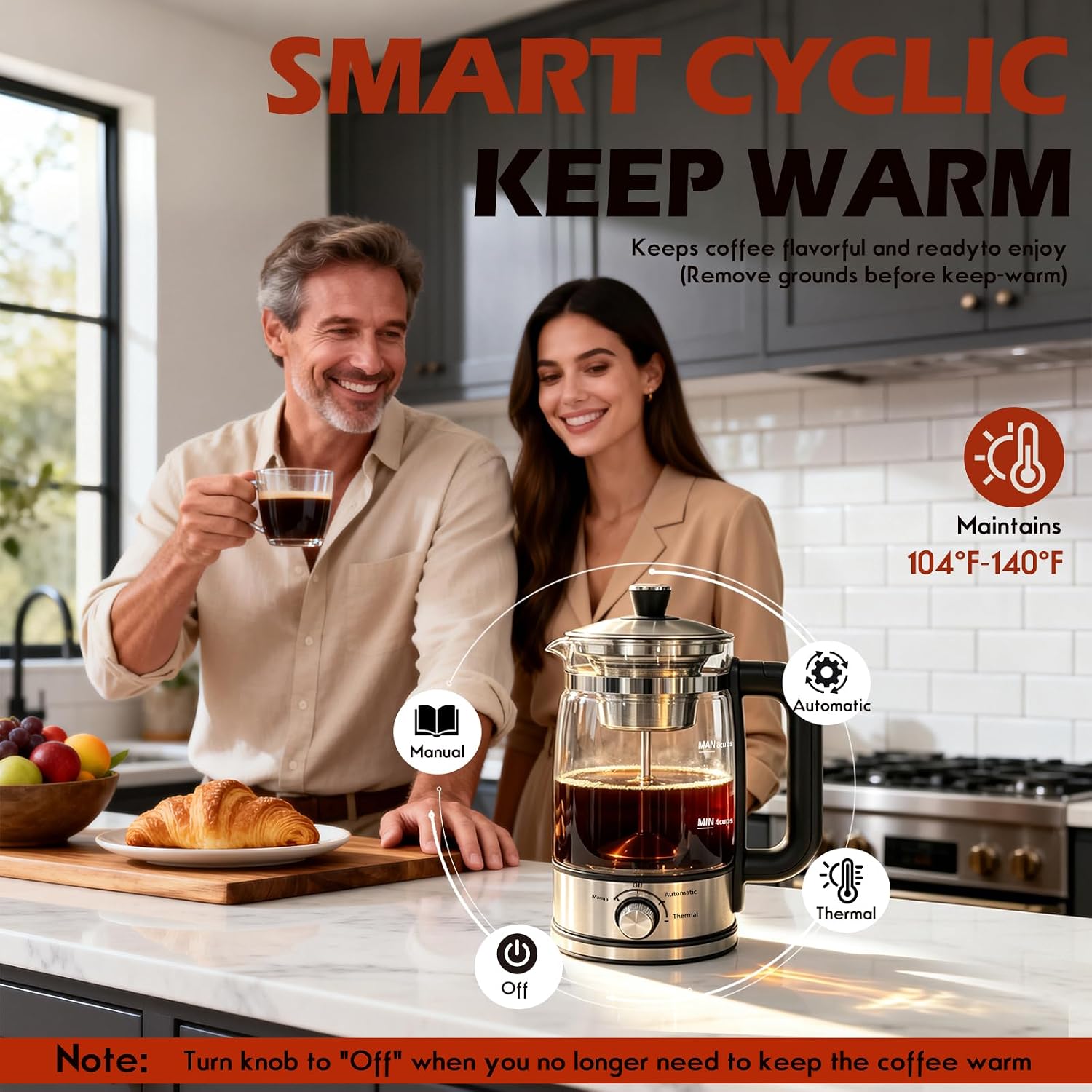 8-Cup Electric Percolator Coffee Pot,Glass Percolator Coffee Maker image 5