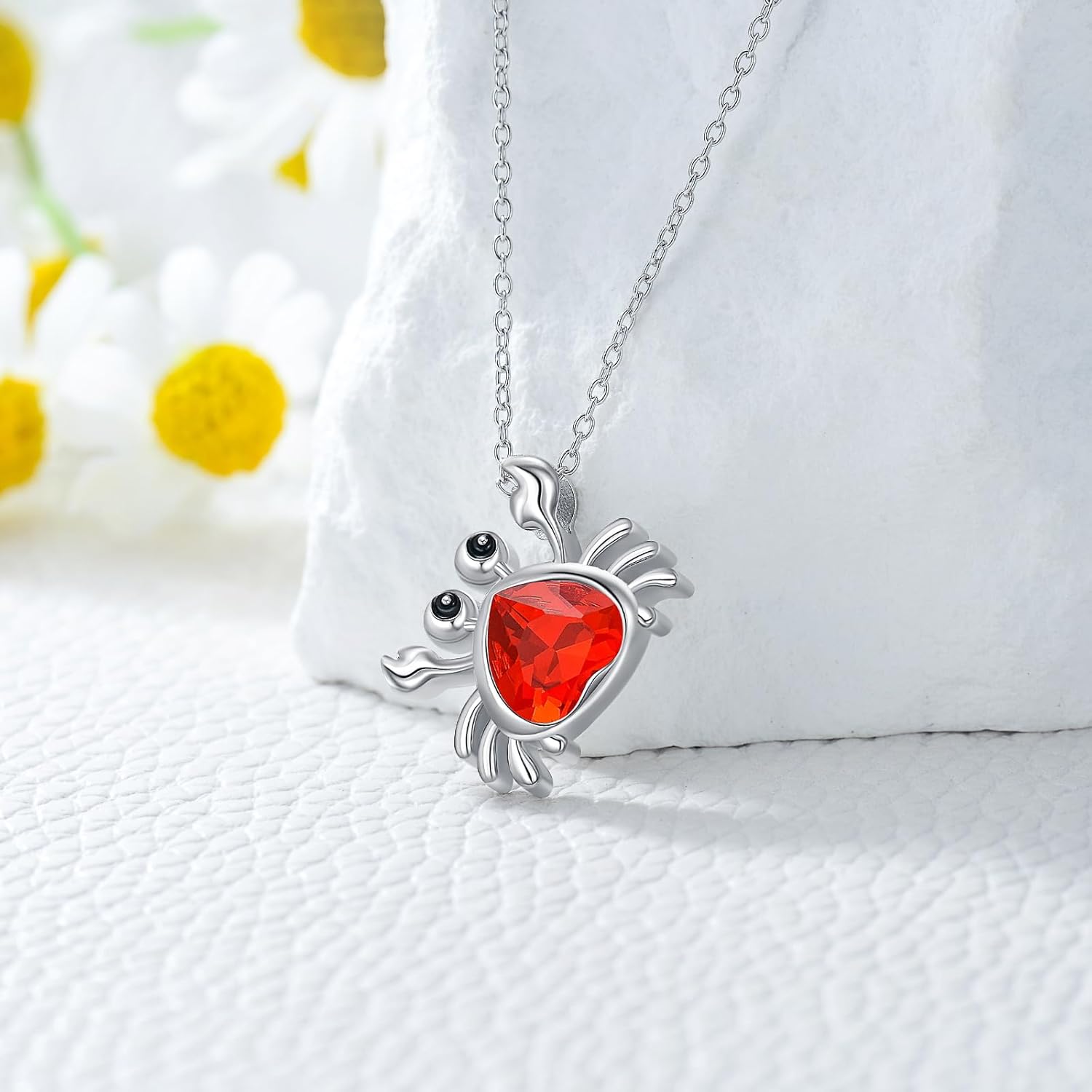 Crab Birthstone Necklace S925 Silver Crab Necklace Crystal Cute Crab Anniversary Fine Jewelry Gifts for Women - Image 2