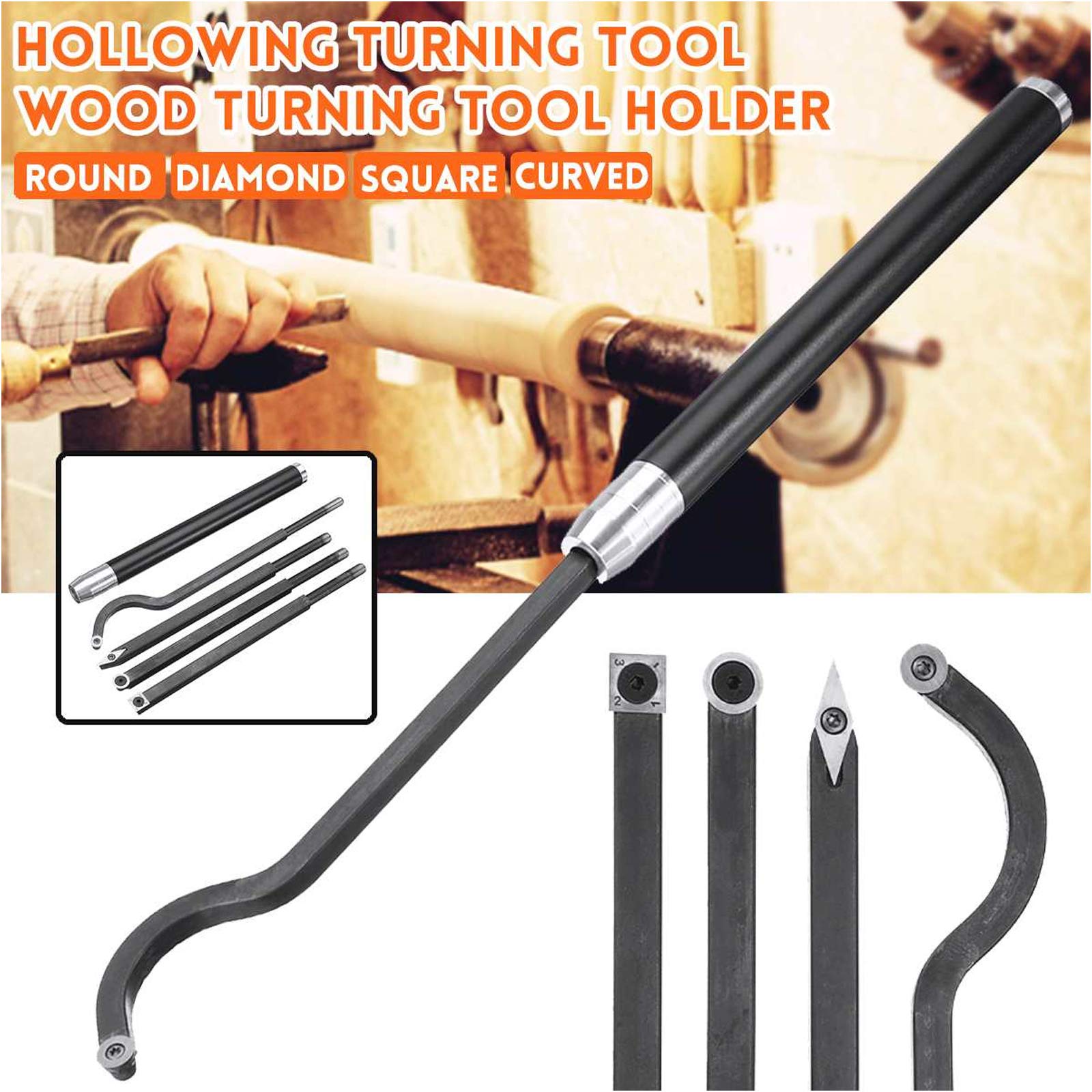 Scalpello, 5 Pezzi Utensili per Tornitura Del Legno Scalpelli per Tornio per Legno Portautensili per Tornitura Del Legno Scalpello Rotante Tondo/Diamantato/Quadrato/Curvo per Hobbisti Del Leg