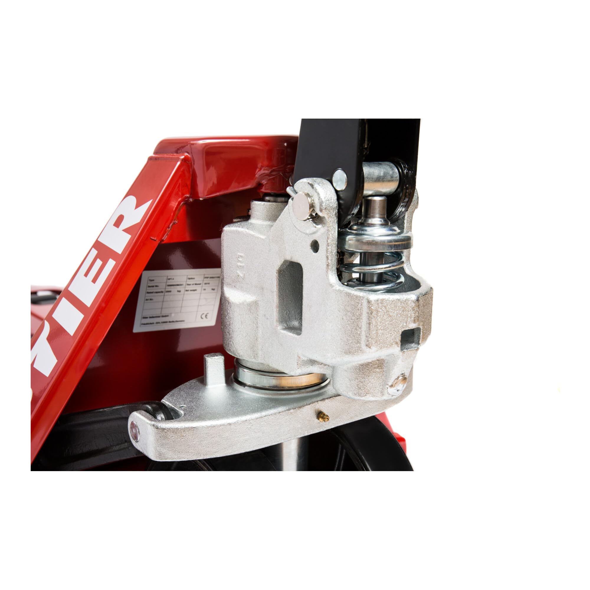 STIER Hubwagen, Gabelhubwagen mit Tragkraft 2500 kg, Gabellänge 1150 mm, Gummi-Rollen, Rot, Palettenhubwagen, Handhubwagen, Lenkeinschlag von 210°, wartungsfreie Handhydraulik