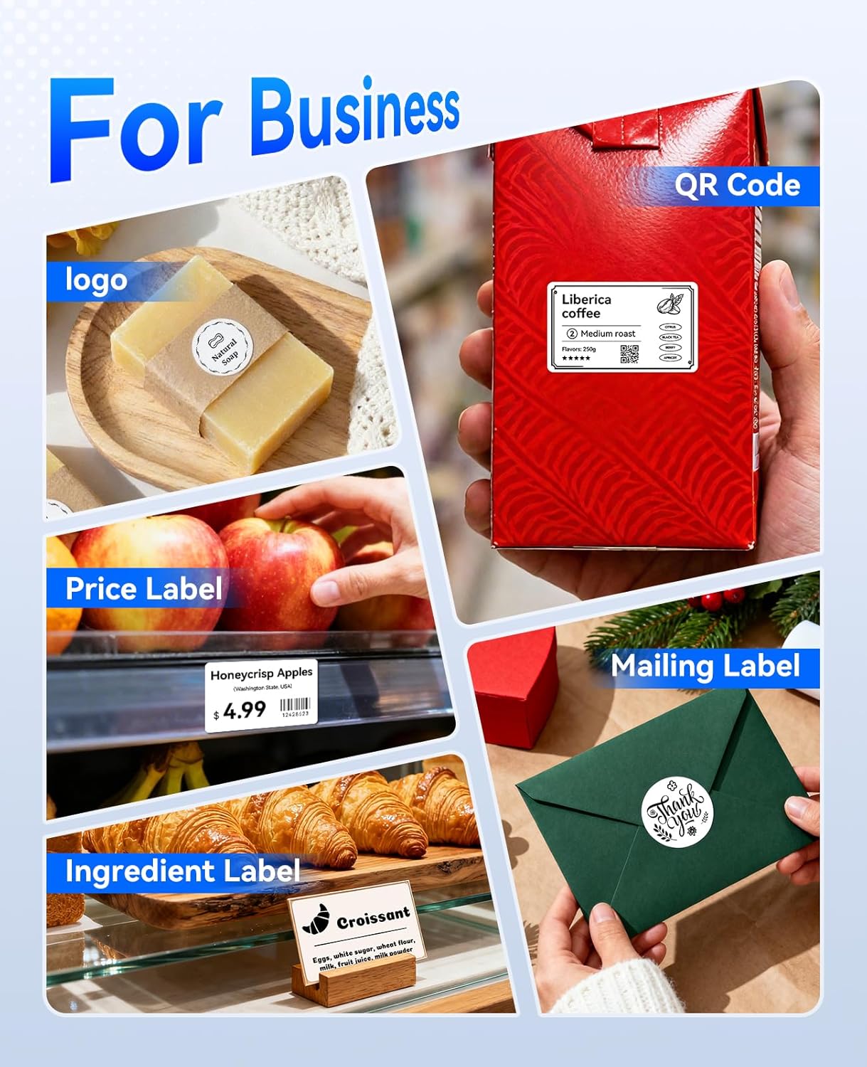 NIIMBOT B1 Label Maker with 3 Roll Tapes,2 Inch Portable Thermal Label Printer for Home Office School Small Business, Address, Clothing, Crafts, Retail,Support Smartphones & PC,Sky Blue - Image 4