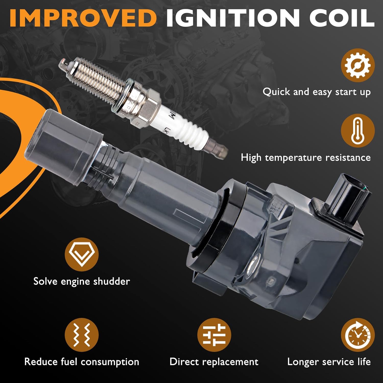 HQPASFY Ignition Coils Pack UF672 & Iridium Spark Plugs Set of 4 Compatible with 2012-2015 Honda Civic, 2016-2020 Honda HR-V, 2013-2015 Acura ILX, 1.8L, 2.0L Replaces # GN1042, 5C1880