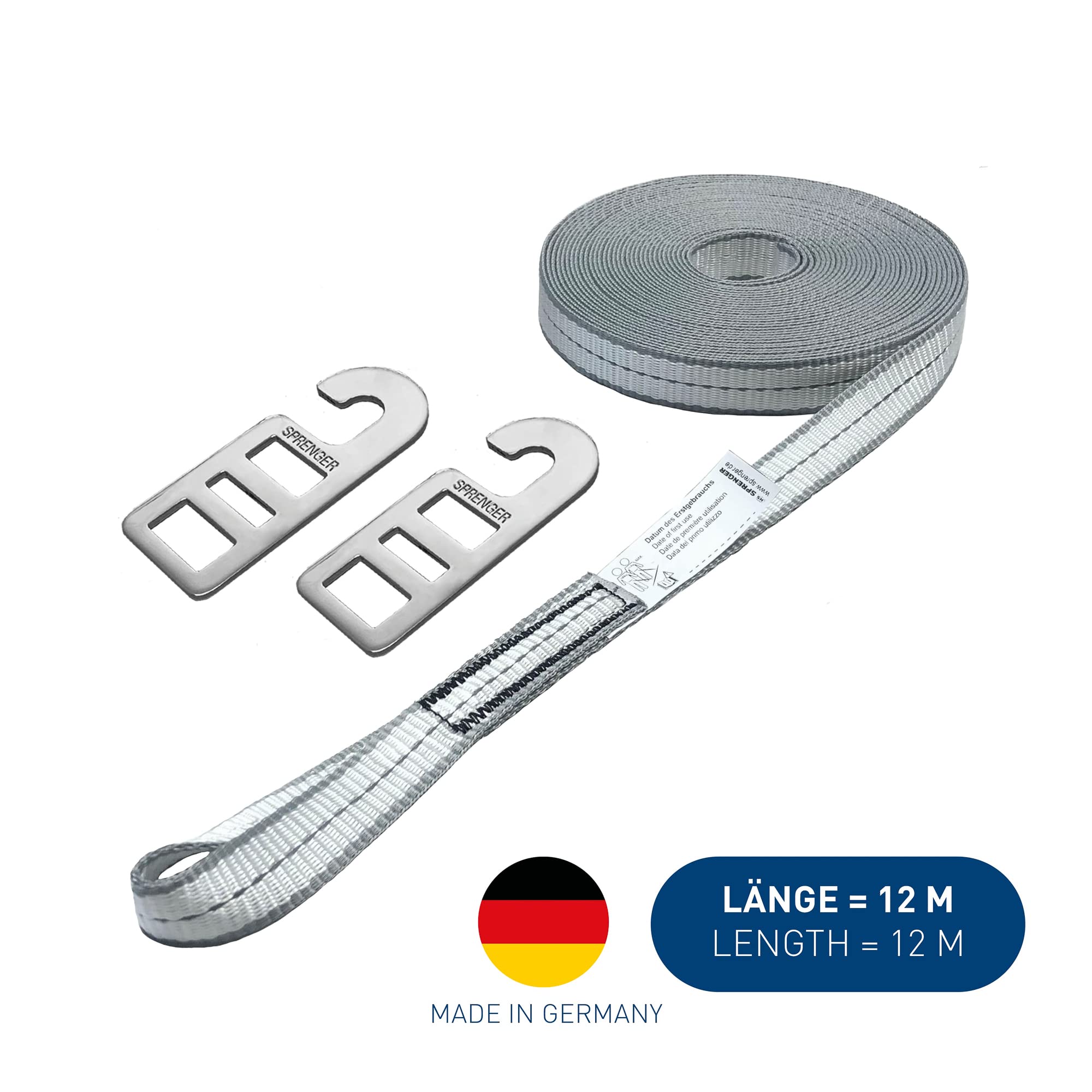 SPRENGER Sicherungsleine mit 3M Reflektorstreifen - 12 m mit Edelstahl Haken