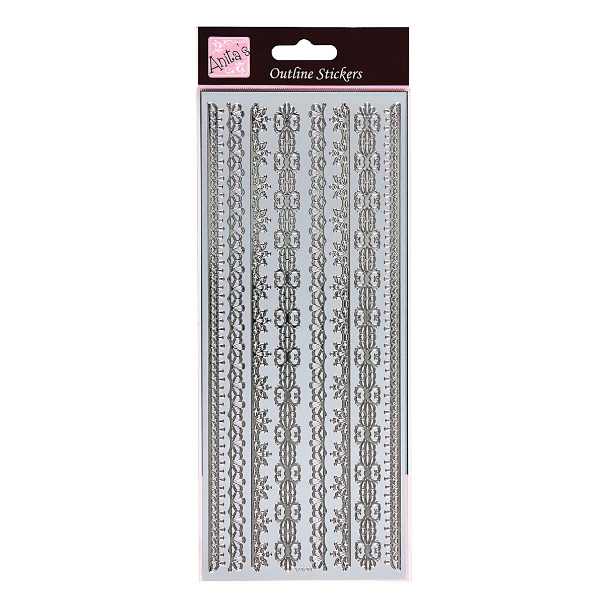 Anitas Outline Stickers, Timeless Borders, Silver, For Scrapbooking, Card Making, Kids Play, Homework, Art, Craft, Embelish, Decorative, Paper, Card, Glass, Metal, Plastic, Foam