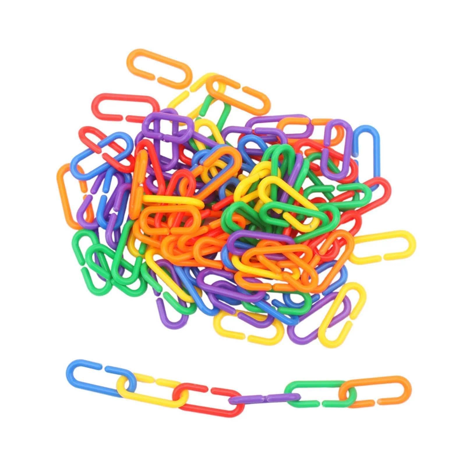 100Pcs Parrot Toys, Birds Toys, Love Birds Cage Accessories, Rainbow C-Clip Chain Links, Bird Chew Toy & Cage Accessory, Open Chain Clips for Parrots 3
