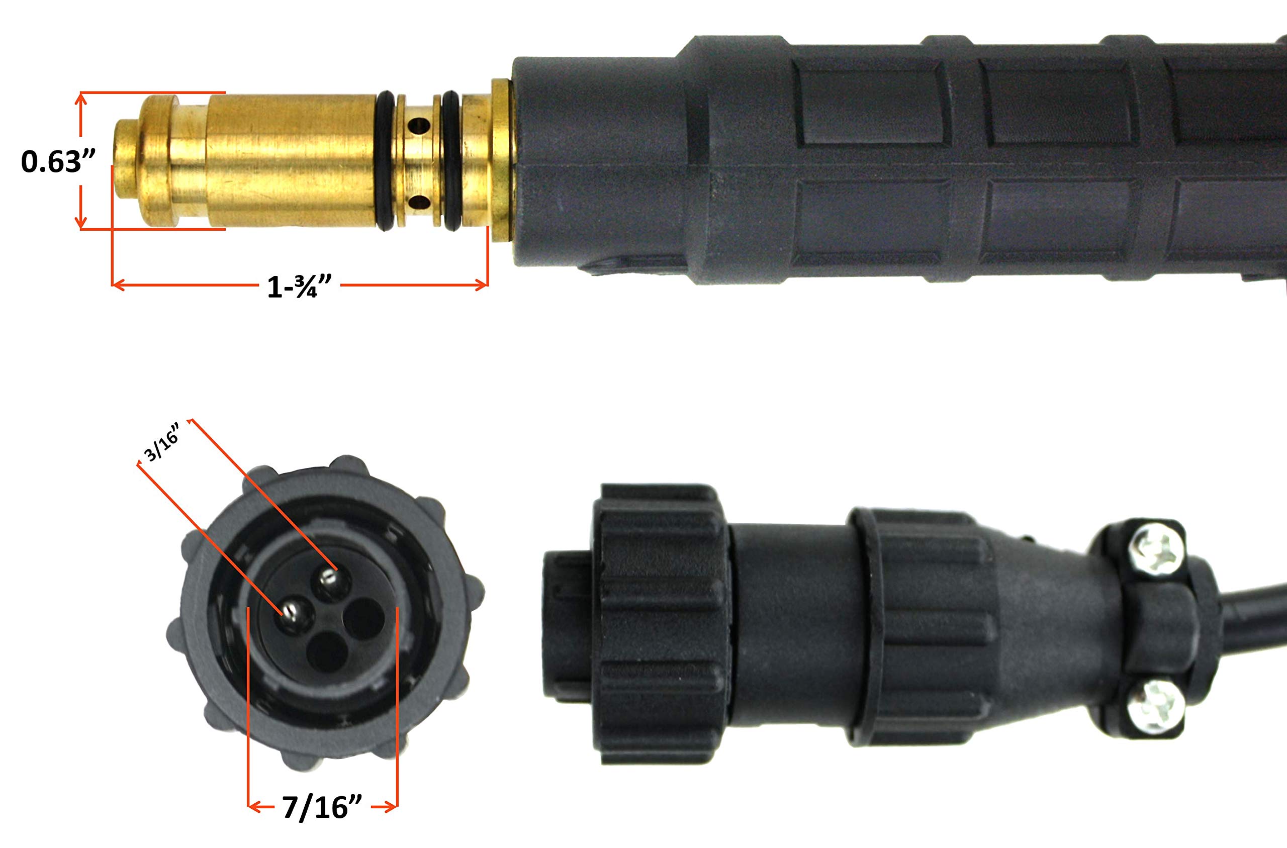 150 Amp MIG Gun Torch Compatible with Lincoln Magnum - 12 Feet Cable - Two-Pin Signal Connector