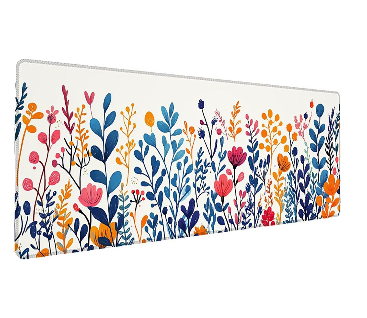 Podkładka pod mysz do gier XXL z białym kwiatem, podkładka pod mysz XXL - 1400 x 600 x 3 mm, podkładka pod mysz matowa, bardzo duża z tkaniny, antypoślizgowa podstawa, dla graczy, osobista -43123