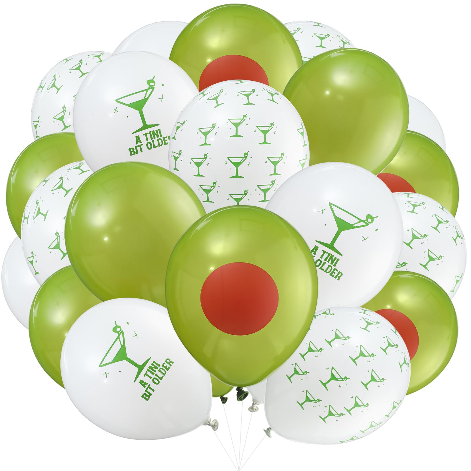 Hungdao 60 Pcs Martini Latex Balloons A Tini Bit Older Birthday Balloons 10 Inch Olive Cocktail Balloon Decorations Tiny Bit Older Party Decor for