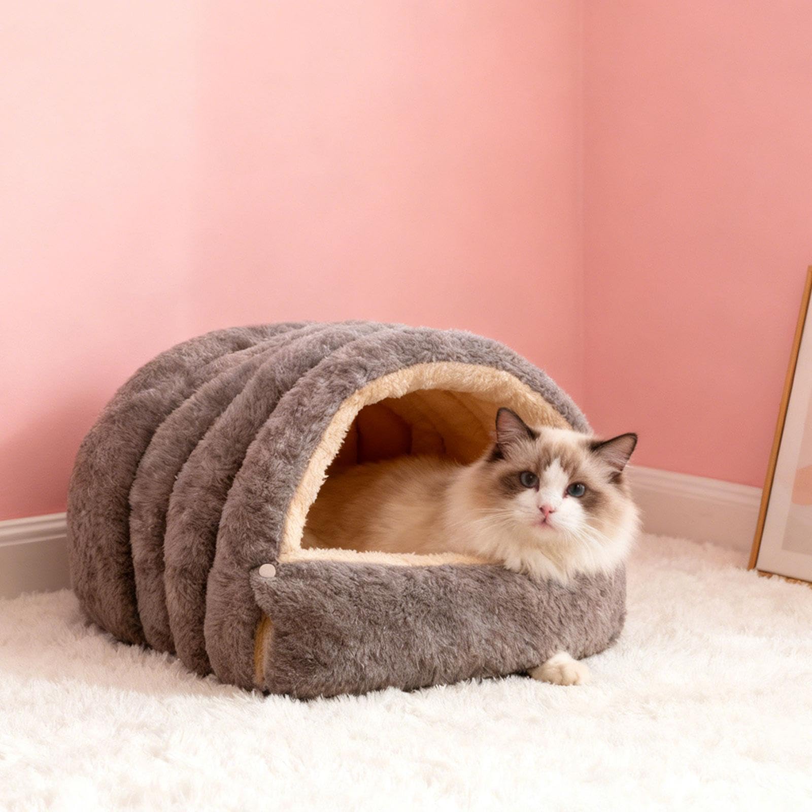 Cama Cueva para Gatos, Lavable, para Mascotas, Cómoda, para Invierno, para Descansar Y Jugar, L