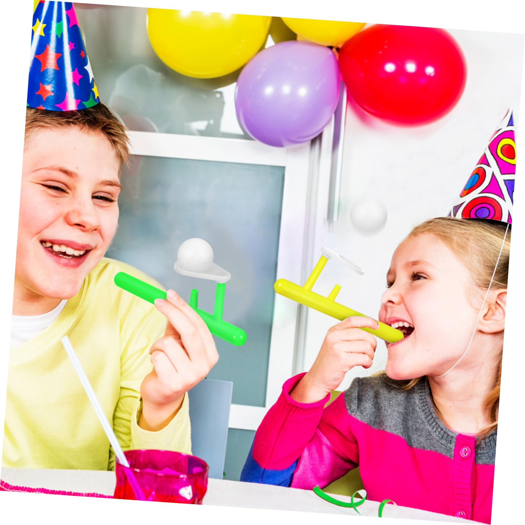 POPETPOP Jeu de Soufflage pour Garçon et Filles 24pcs Balle Flottante D'équilibre en Plastique Léger Facile à Utiliser Moments de Jeu en Famille et Fêtes
