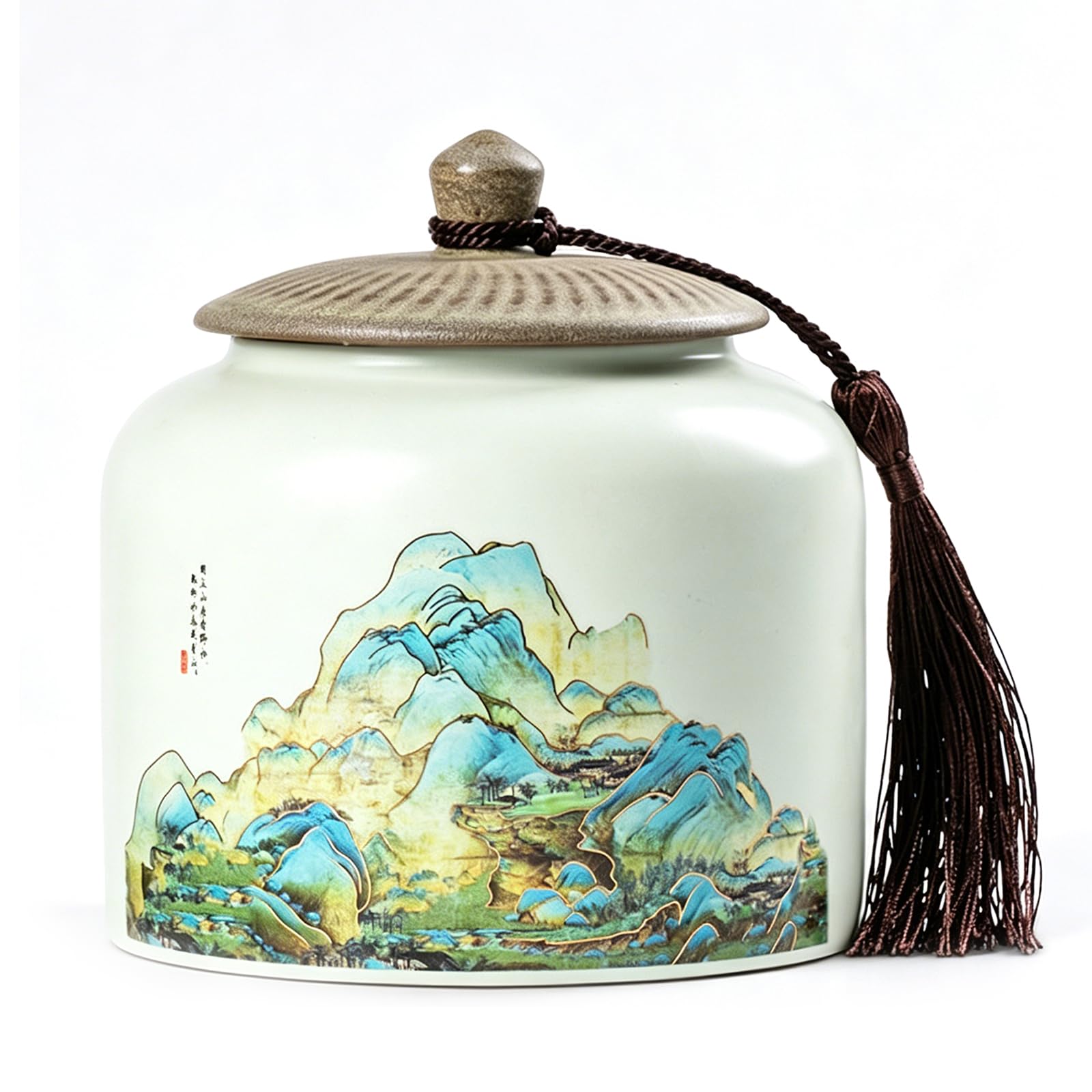 UpGBRF Ceramic Portable Tea Caddy 800ML Tea Canister Tea Storage Container Tins Jar with Airtight Lid for Tea 27OZ,B
