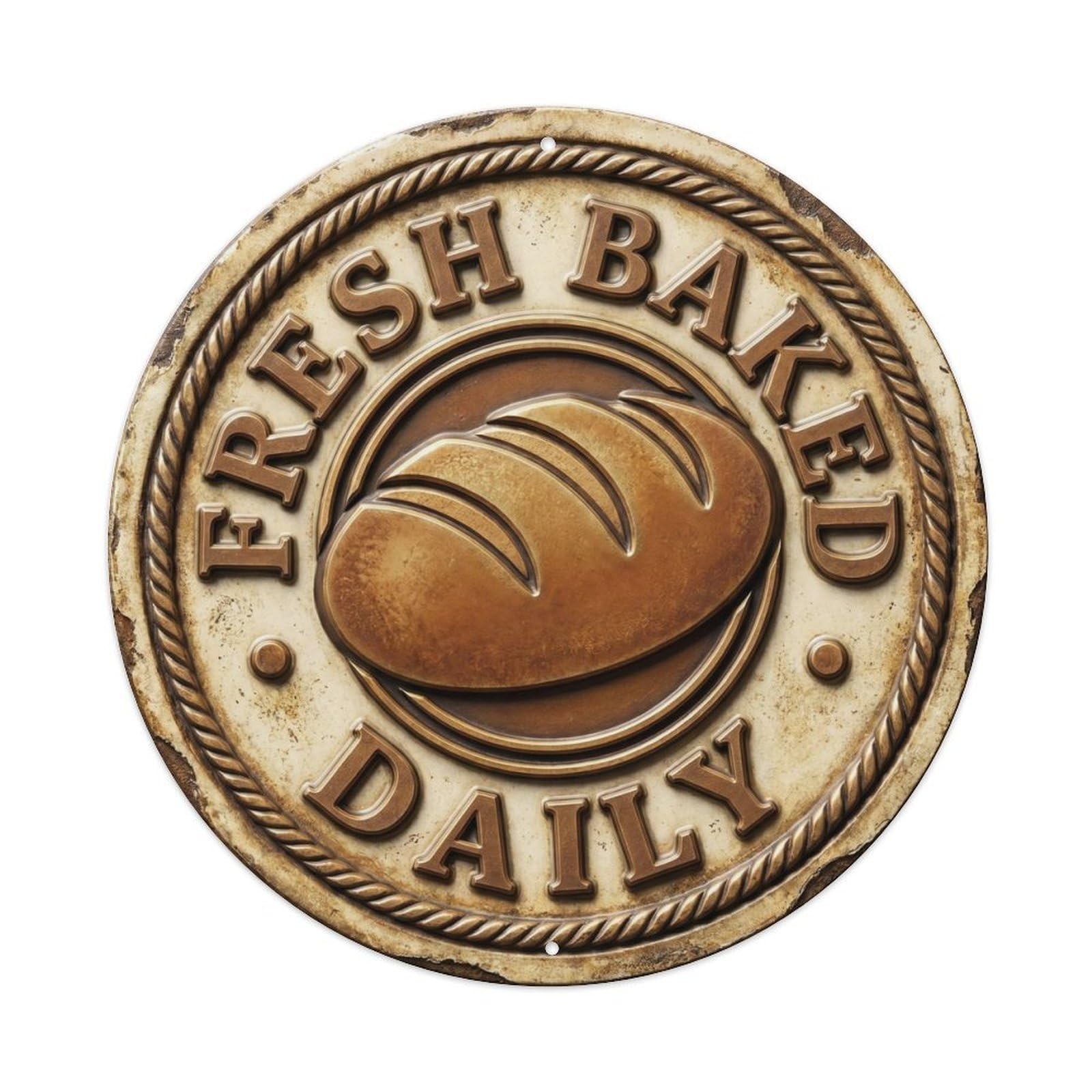 Fresh Baked Daily Classic Cafe Display Retro Slogans Vintage Metal Tin Sign Plaque Wall Decor for Cafe, Club Bar, Office, Garden Metal Poster 8x8Inch