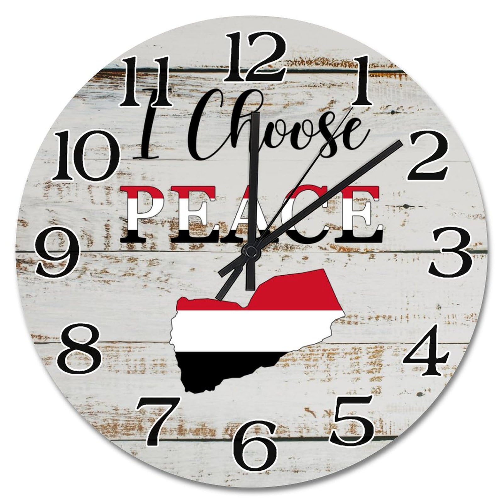 Horloge murale Yémen 38 cm pendule ronde vintage à piles décorative