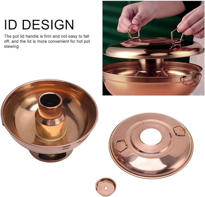 Olla China para Fondue de Carbón, Acero Inoxidable, Color Rosa Dorado miniatura 5