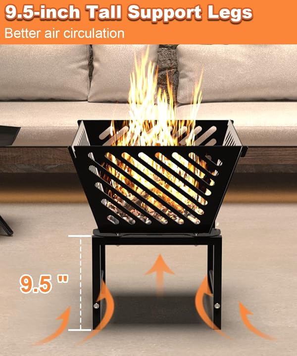 Mondazie Outdoor Fire Pit — 17 Inch Portable with Storage Bag for Camping, Patio Heating, Picnic and BBQ, Trapezoid Diagonal Hollow, Black by Mondazie - Image 4
