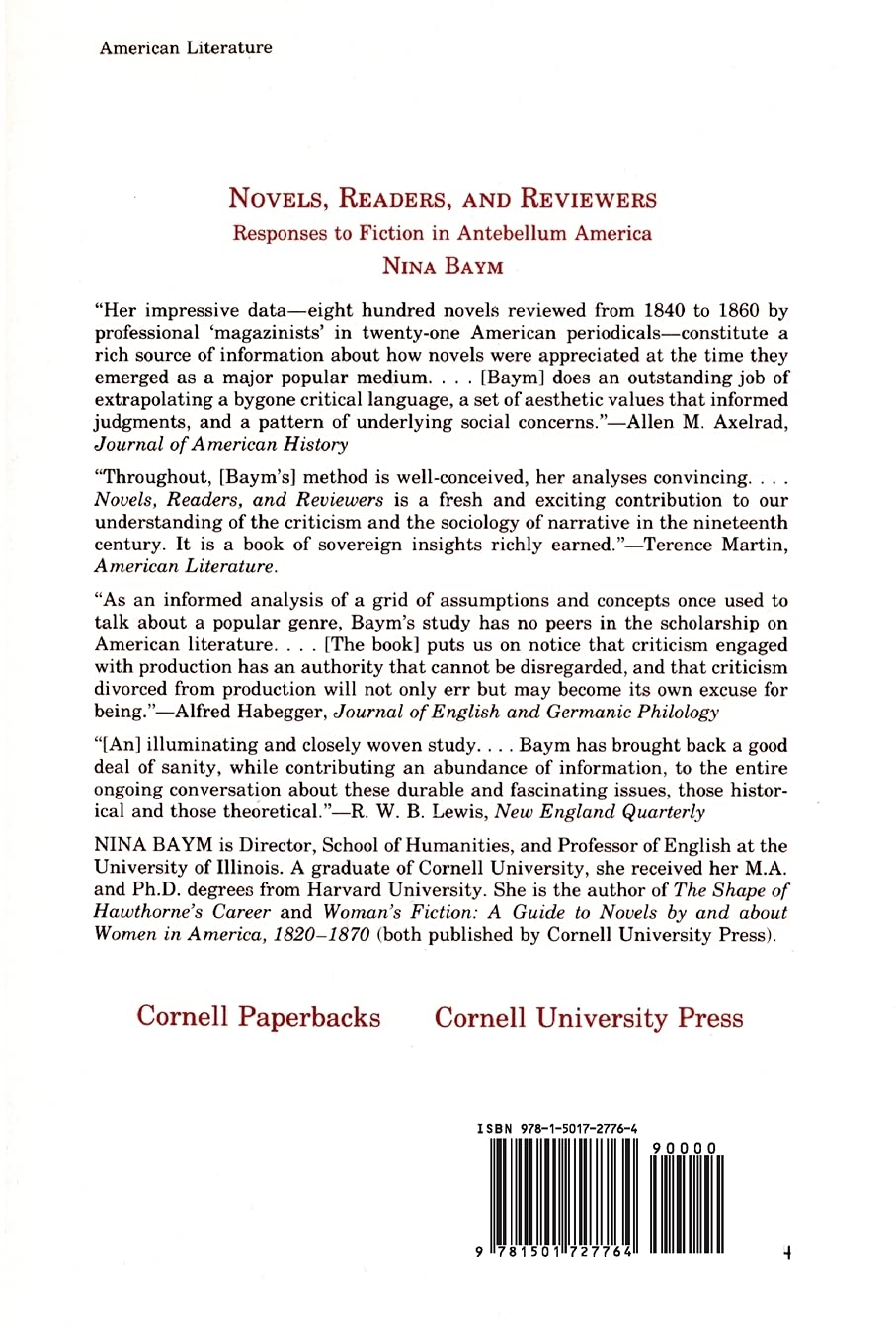 Novels, Readers, and Reviewers: Responses to Fiction in Antebellum America