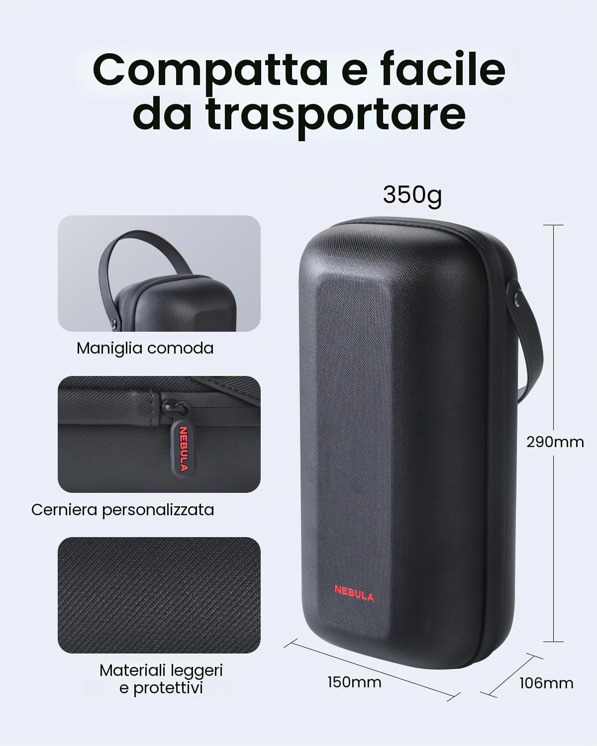 NEBULA Capsule 3 Laser - Custodia da viaggio ufficiale All-in-One, personalizzata per Capsule 3, adattatore, telecomando, cavi e supporto, in poliestere impermeabile e protettivo