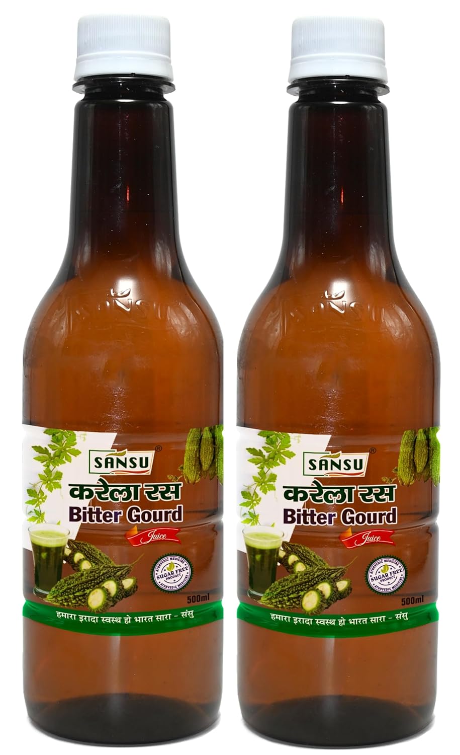 Sansu Karela Juice | Controls Blood Sugar Level | Diabetes Care | Boost Immunity – 500 ml. (Pack of 2)