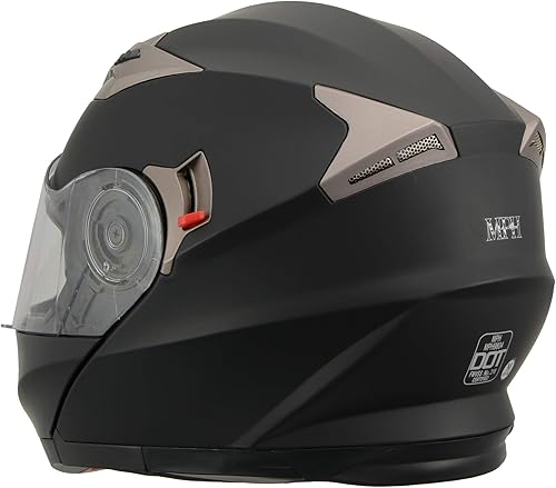 Miniatura 9 de Milwaukee Performance Helmets MPH9804DOT Matte Black Modular Racing Helmet w/ Drop Down Visor