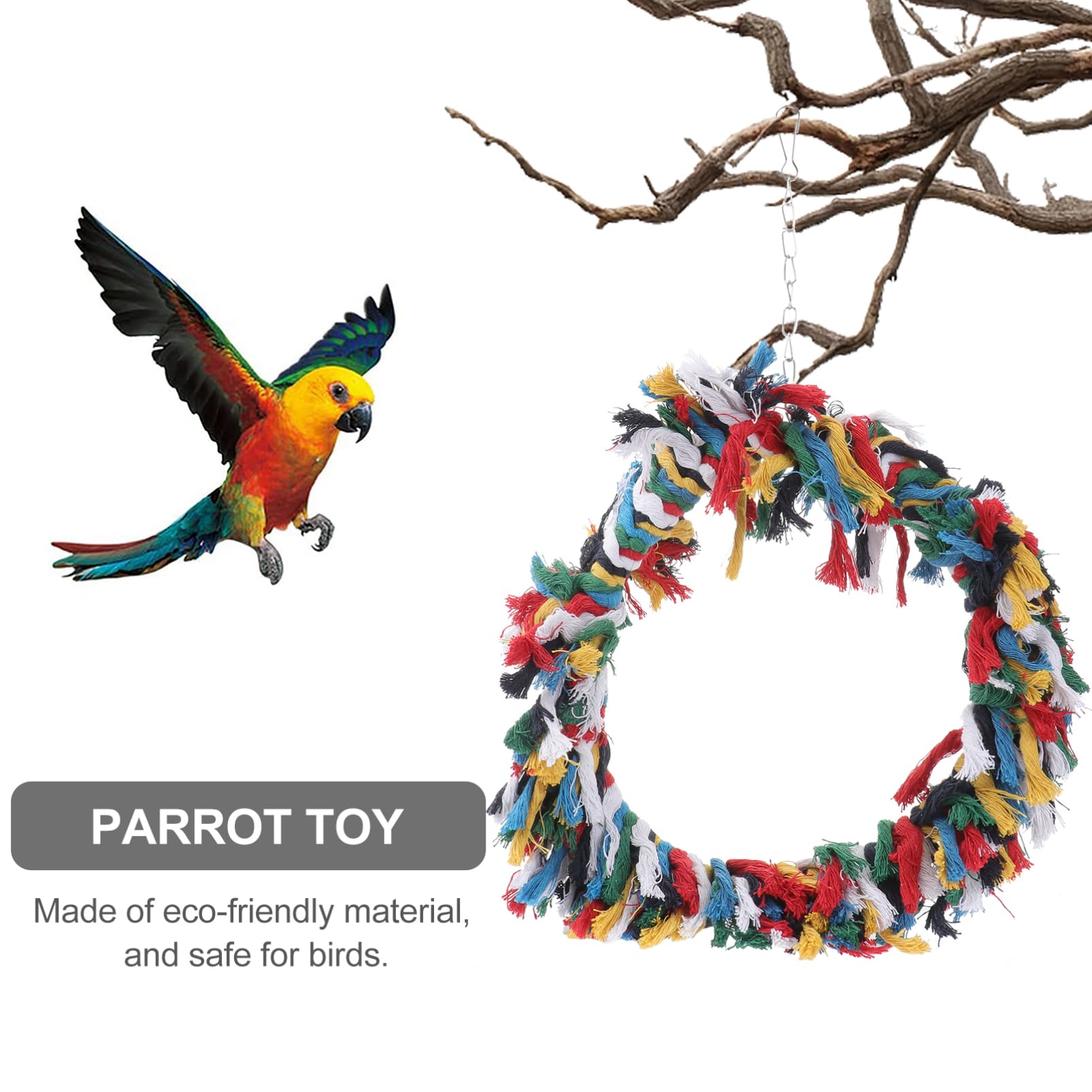 BESPORTBLE 2piezas Juguete De Columpio para Aves De Algodón Anillo para Aves Juguete Colorido para Periquitos y Cacatúas para Entretenimiento Cuidado Salud Pájaros Aleatorios