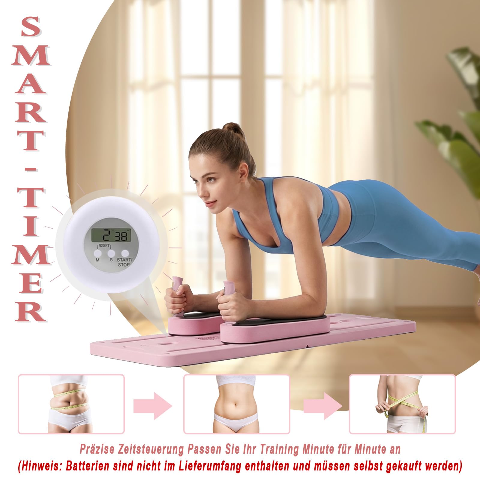 Pilates Board Faltbarer, Pilates Reformer Maschine & Hometrainer, Fitnessgeräte für Zuhause, Multifunktionales Pilates Set mit verschiedenem Zubehör