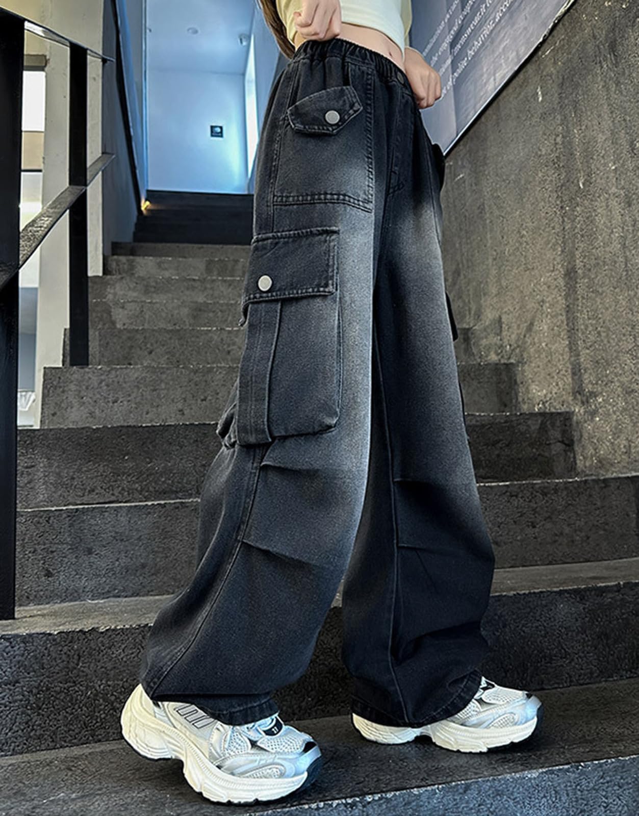 Vaqueros Rectos para niños Jeans de Pierna Ancha Ajuste Regular Holgado para Primavera, Verano y otoño Estilo Streetwear Actual Corte Amplio sin apretar Sin restricciones de Movimiento