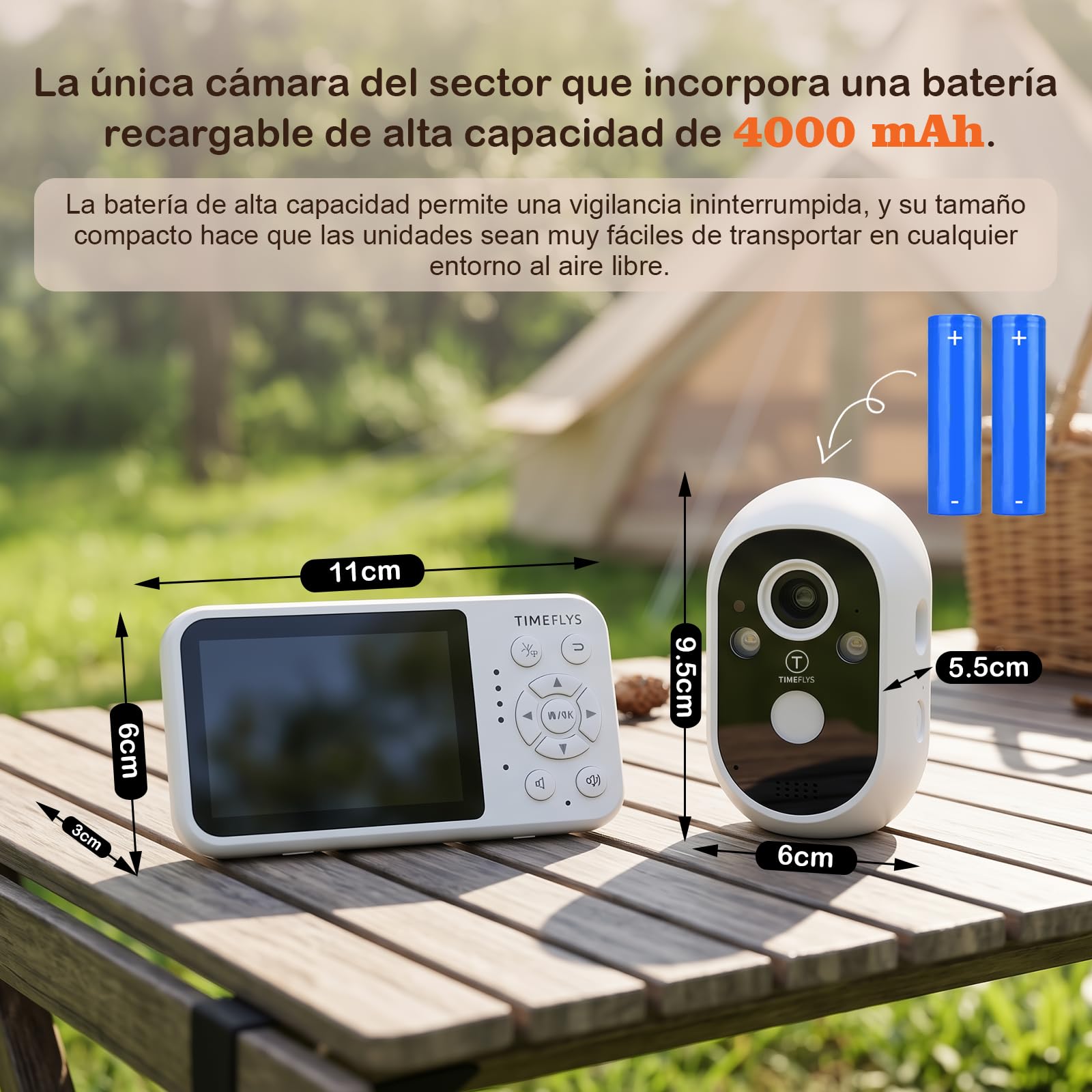 Camara Vigilancia Bebe 4,3", 1080p Visión Nocturna Por Infrarrojos, BateríA De 4000mAh, ComunicacióN Bidireccional, 2x Zoom, ECO/IPS/VOX, 8 Canciones De Cuna, Soporte, TransmisióN Fhss De 400M
