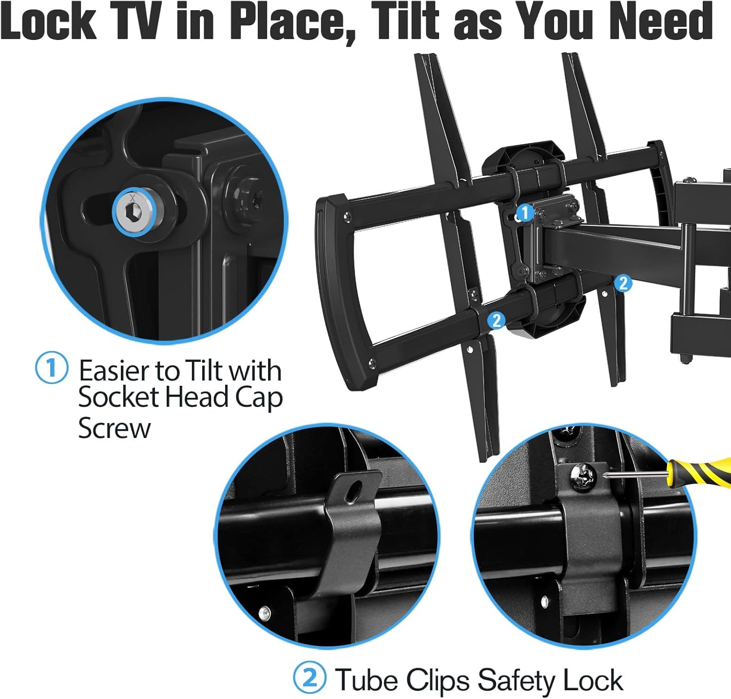 Mounting Dream Full Motion TV Wall Mount Swivel and Tilt for Most 42-70 Inch TVs MD2296, Soundbar Mount Sound Bar TV Bracket Above or Under TV 22 Lbs Loading MD5420
