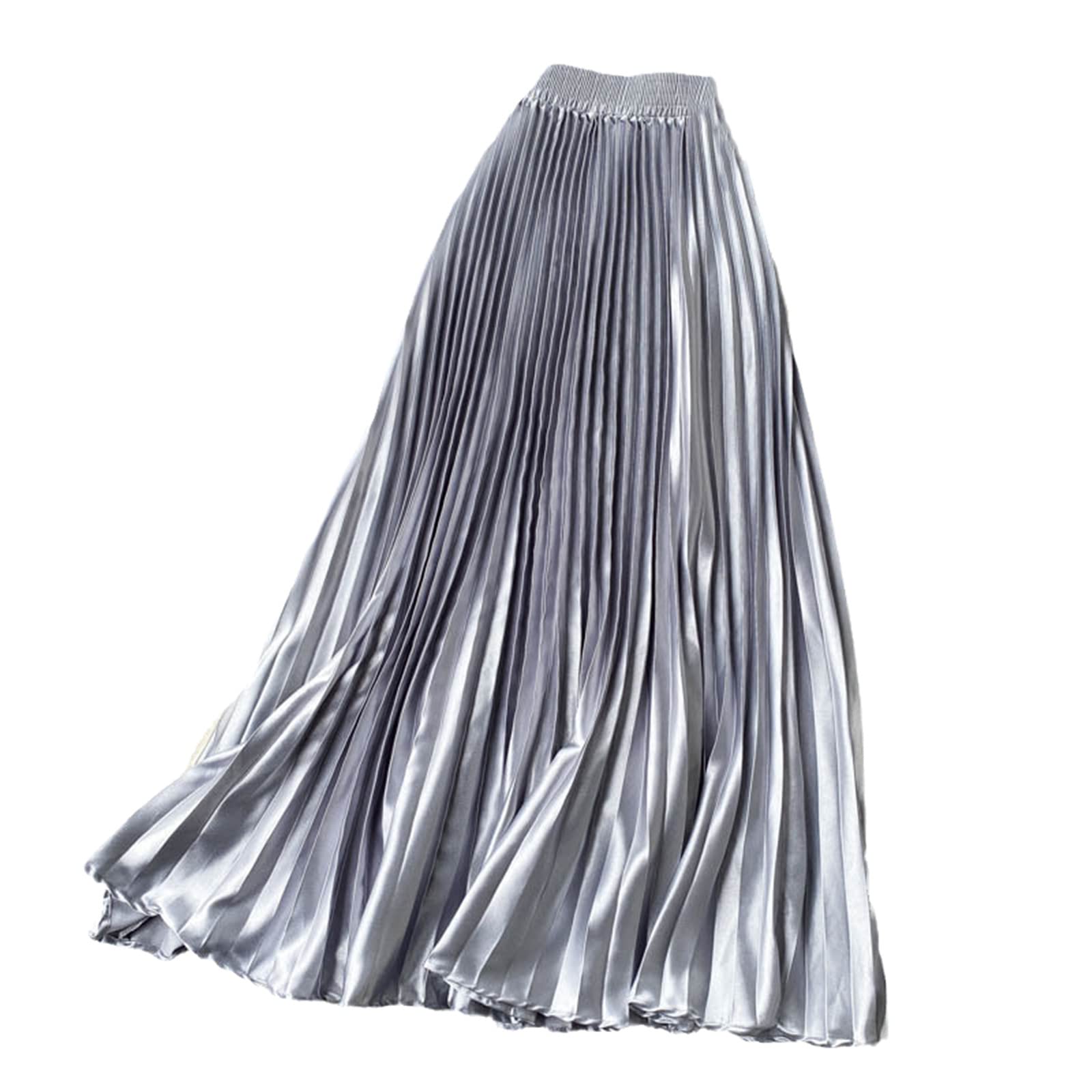 Jupe longue plissée élégante en satin taille haute pour femme