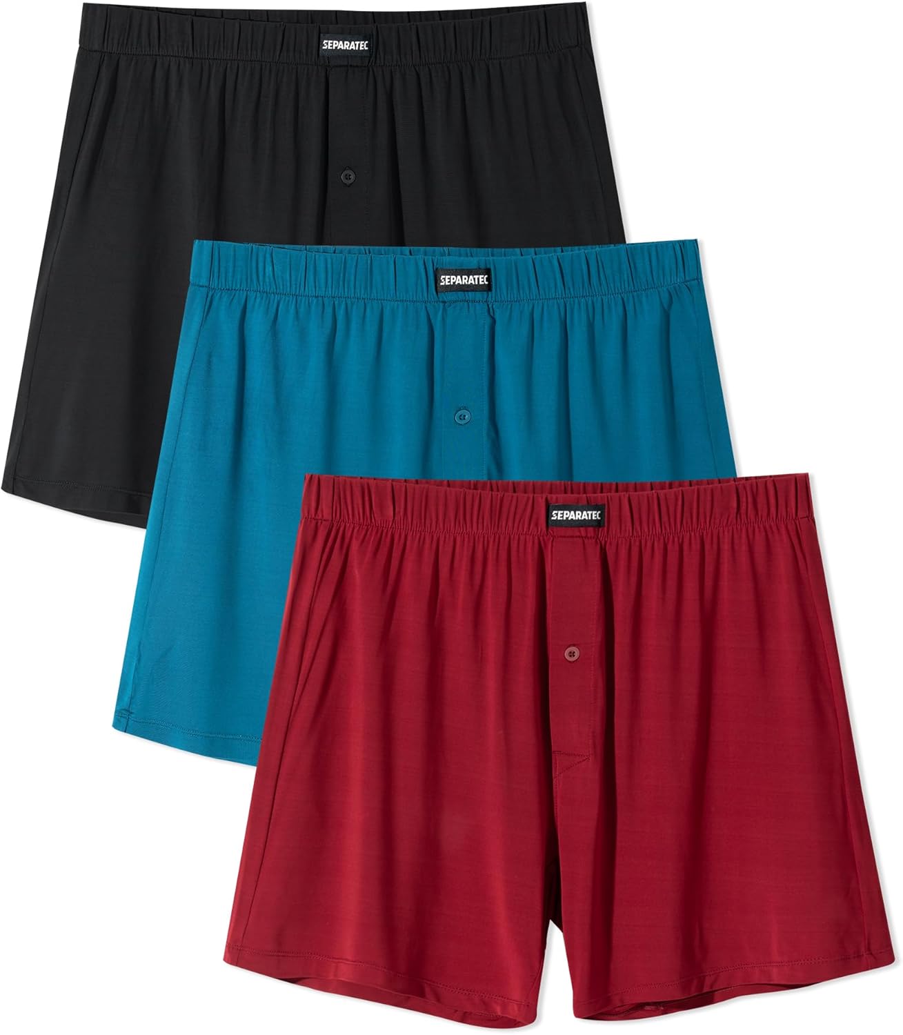 Separatec Stretch Satin Mens Boxer Shorts Buttery Soft Silk Boxers for men Breathable Loose Fit Mens Underwear 3 Pack