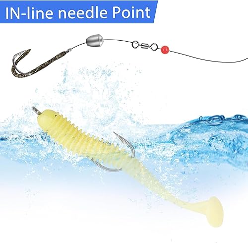 Miniatura 5 de Aberdeen - Juego de 150 anzuelos de pesca, gancho de pesca de vástago largo, alambre ligero, gancho de pescado, acero de alto carbono, lubina,