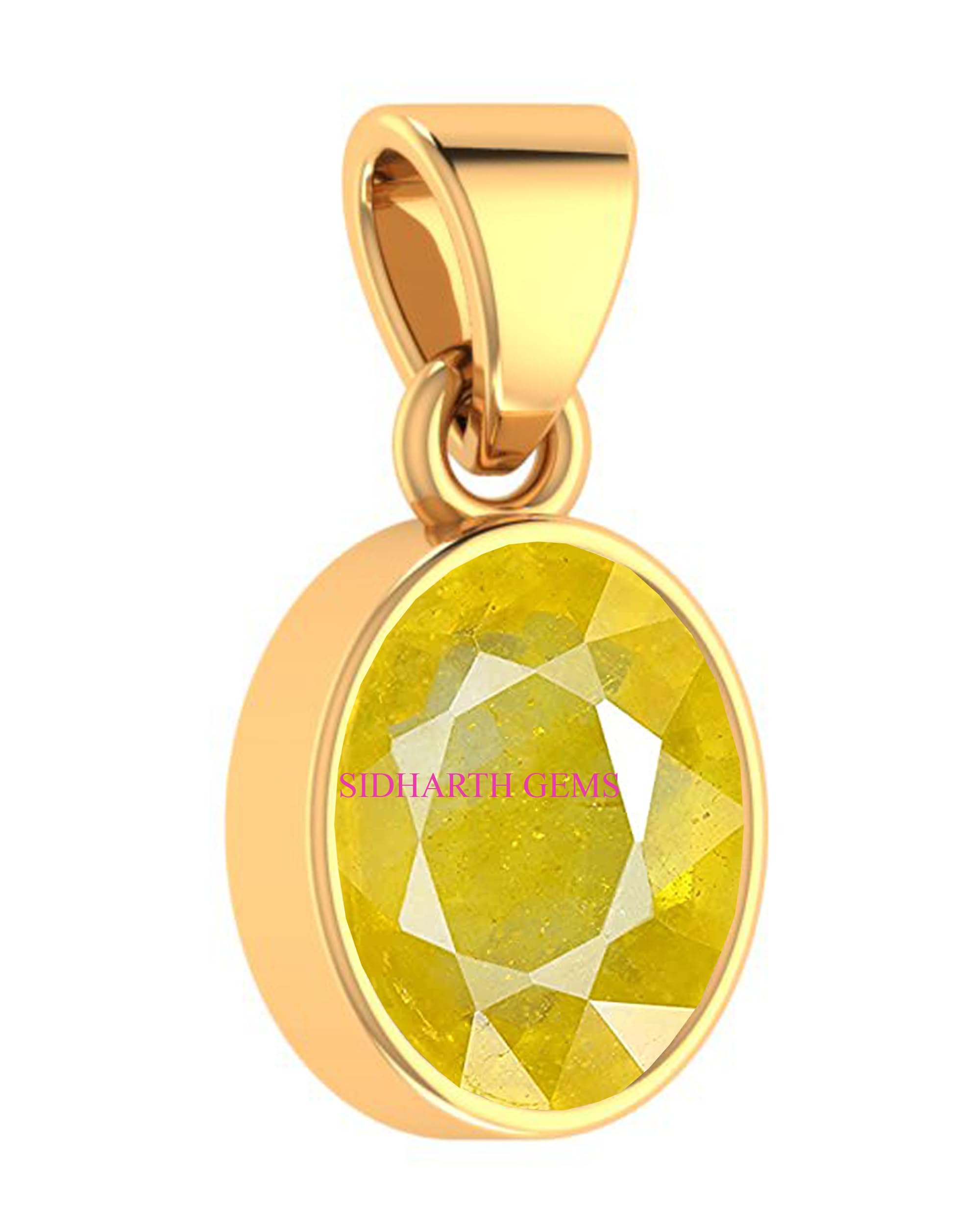 11.00 Carat Natural Yellow Sapphire Pendant/Locket (Pukhraj Stone Panchadhatu Gold Plated Pendant) AAA Quality Gemstone-image-27