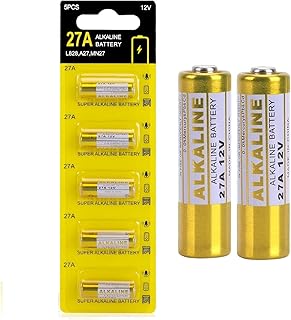 27A A27 12V Alkaline Battery 5 Pack, Long Lasting Leak Proof Batteries for Remote Doorbells Key Fobs, MN27 12 Volt 5 Count