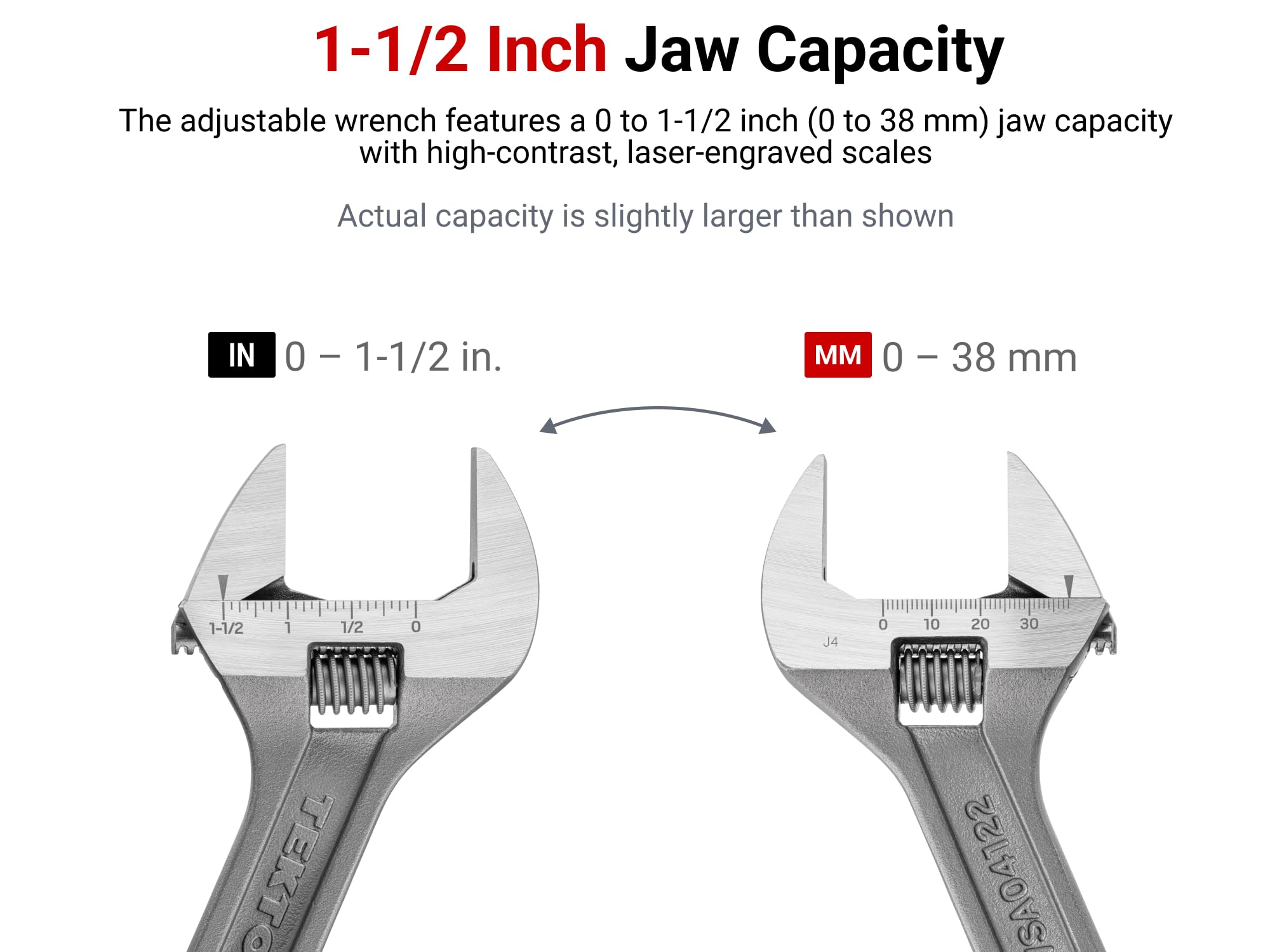TEKTON 15,2 cm verstellbarer Schraubenschlüssel (3,8 cm Backenkapazität) | WSA04122